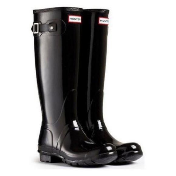 Hunter Shoes - Tall Glossy Black Hunter Rainboots
